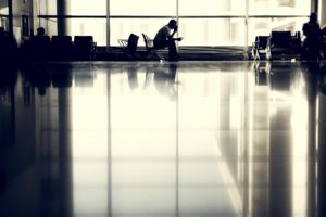 flying anxiety symptoms - nervous flyer at airport